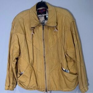 Vtg Verducci Yellow Bomber Jacket Sz M Women